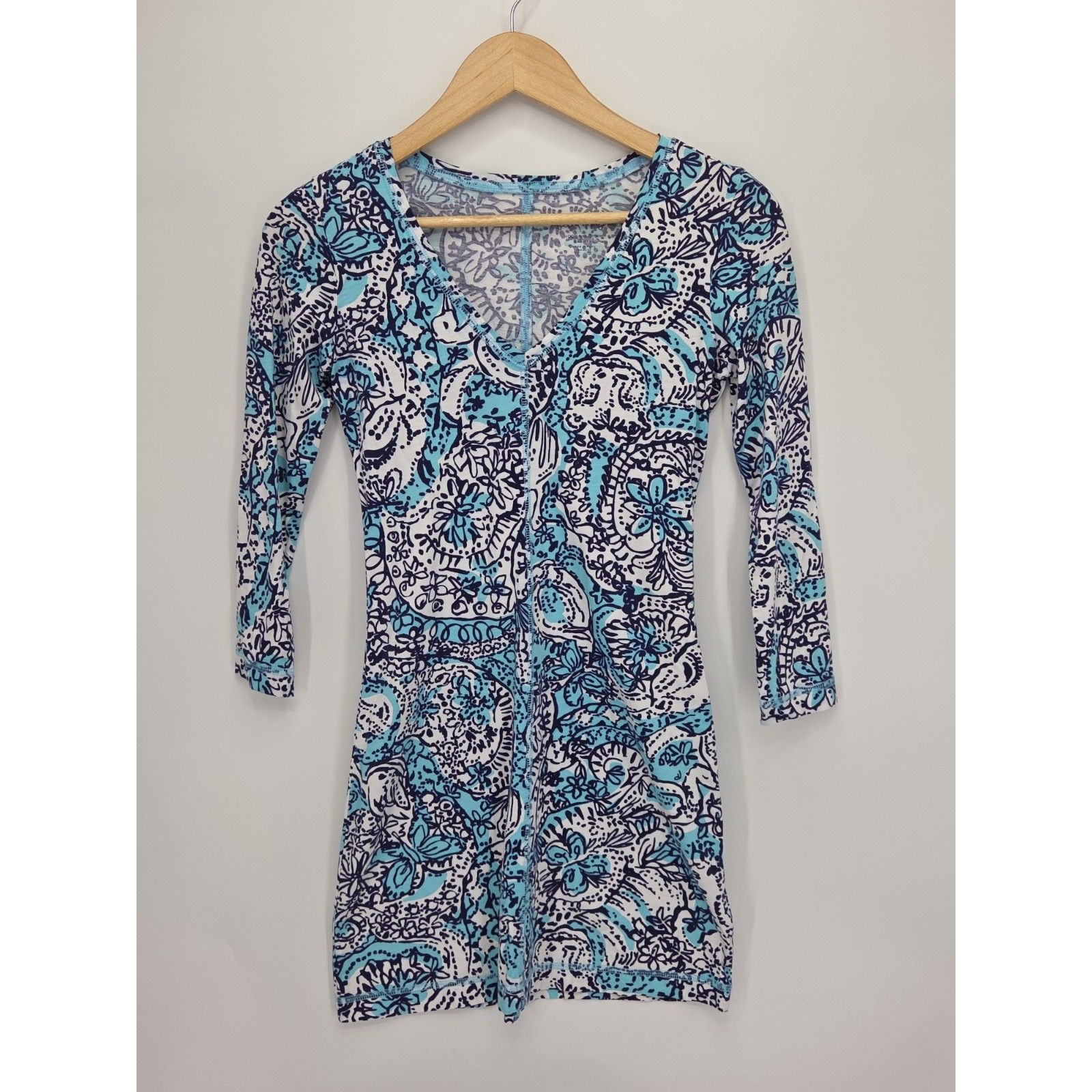 Lilly Pulitzer Womens Juliet Dress In Hippy Hippy Shake Blue White Size Xxs